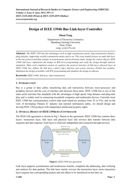 Design of IEEE 1394B Bus Link-Layer Controller