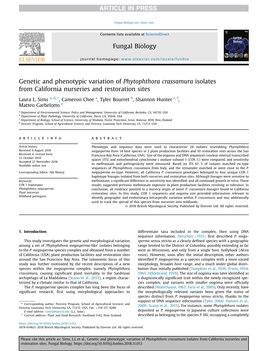 Genetic and Phenotypic Variation of Phytophthora Crassamura Isolates from California Nurseries and Restoration Sites