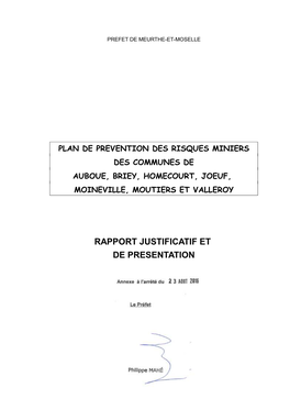 RAPPORT JUSTIFICATIF ET DE PRESENTATION Rapport Présent