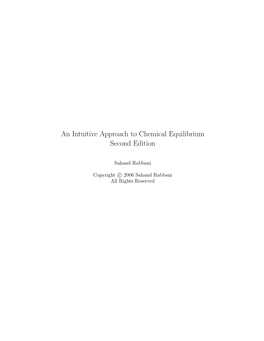 An Intuitive Approach to Chemical Equilibrium Second Edition