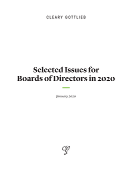 Selected Issues for Boards of Directors in 2020 — January 2020 London London São Paulo São Paulo Brussels Milan