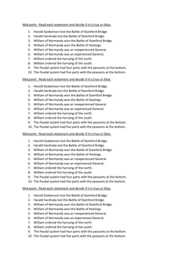 Mid-Point - Read Each Statement and Decide If It Is True Or False