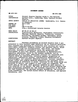 DOCUMENT RESUME ED 071 911 SE 015 548 TITLE Project Physics