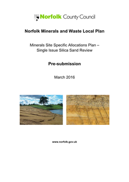Norfolk Minerals and Waste Local Plan Pre-Submission