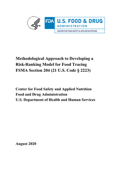 Methodological Approach to Developing a Risk-Ranking Model for Food Tracing FSMA Section 204 (21 U.S. Code 2223)