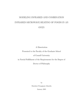 Modeling Infrared and Combination Infrared-Microwave Heating of Foods in an Oven