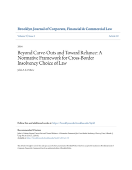 A Normative Framework for Cross-Border Insolvency Choice of Law John A