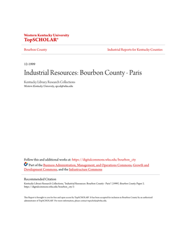 Bourbon County Industrial Reports for Kentucky Counties
