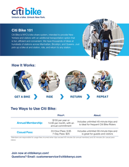 Citi Bike 101 Two Ways to Use Citi Bike: How It Works