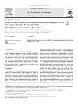 Idiopathic Normal Pressure Hydrocephalus Presenting With