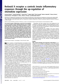 Retinoid X Receptor Α Controls Innate Inflammatory Responses Through The