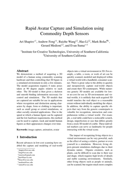 Rapid Avatar Capture and Simulation Using Commodity Depth Sensors