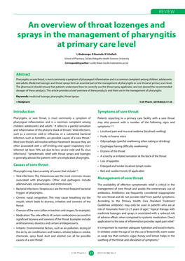 An Overview of Throat Lozenges and Sprays in the Management of Pharyngitis at Primary Care Level
