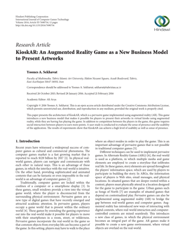 Research Article Kioskar: an Augmented Reality Game As a New Business Model to Present Artworks