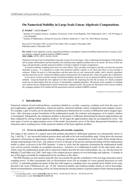 On Numerical Stability in Large Scale Linear Algebraic Computations