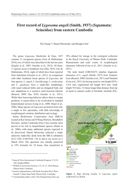 First Record of Lygosoma Angeli (Smith, 1937) (Squamata: Scincidae) from Eastern Cambodia