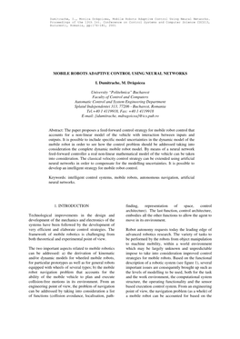 Mobile Robots Adaptive Control Using Neural Networks