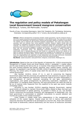 The Regulation and Policy Models of Pekalongan Local Government Toward Mangrove Conservation Bambang E