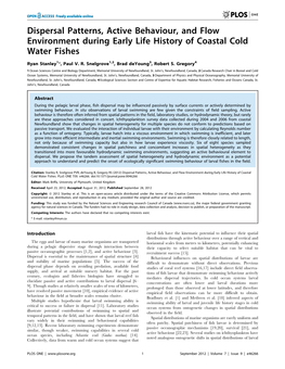 Dispersal Patterns, Active Behaviour, and Flow Environment During Early Life History of Coastal Cold Water Fishes