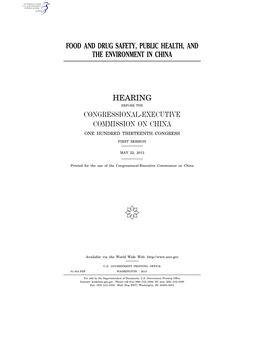 Congressional-Executive Commission on China One Hundred Thirteenth Congress