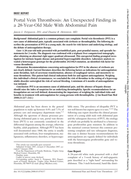 Portal Vein Thrombosis: an Unexpected Finding in a 28-Year-Old Male with Abdominal Pain