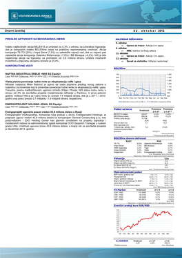Dnevni Izveštaj 0 2 . O K T O B a R 2012