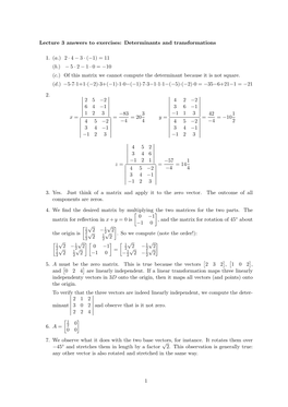 Determinants and Transformations 1. (A.) 2