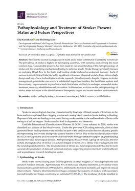 Pathophysiology and Treatment of Stroke: Present Status and Future Perspectives