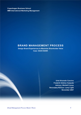 Brand Process Thesis Saxo Bank Final After Defense