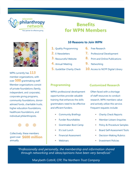 Benefits for WPN Members