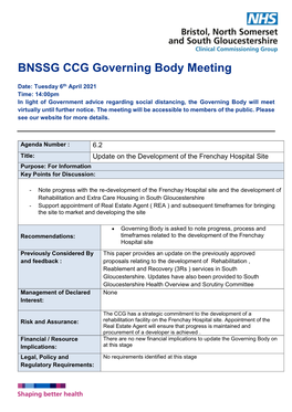 BNSSG CCG Governing Body Meeting