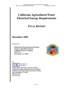 California Agricultural Water Electrical Energy Requirements ITRC Report No
