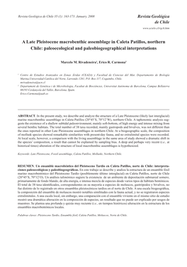 A Late Pleistocene Macrobenthic Assemblage in Caleta Patillos, Northern Chile: Paleoecological and Paleobiogeographical Interpretations