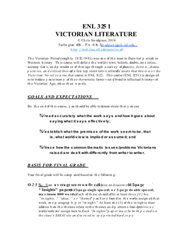 ENL 3251 VICTORIAN LITERATURE © Chris Snodgrass, 2014 Turlington 4336; 376-8362;Snod@English.Ufl.Edu ;