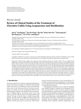 Review Article Review of Clinical Studies of the Treatment of Ulcerative Colitis Using Acupuncture and Moxibustion
