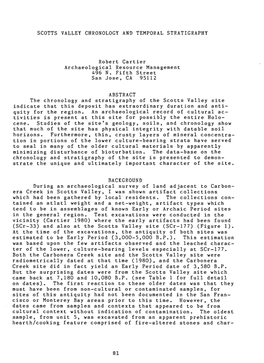 Scotts Valley Chronology and Temporal Stratigraphy