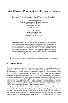 Side Channel Cryptanalysis of Product Ciphers