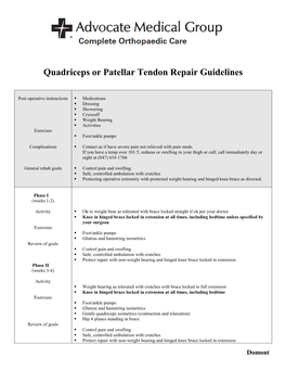 Patellar/Quadriceps Tendon Repair