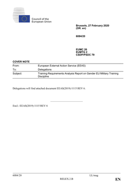 Training Requirements Analysis Report on Gender EU Military Training Discipline