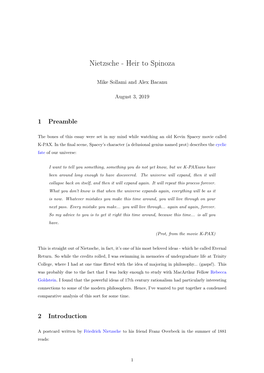 Nietzsche - Heir to Spinoza