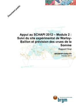 Suivi Du Site Expérimental De Warloy- Baillon Et Prévision Des Crues De La Somme Rapport Final