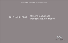 2017 Infiniti QX80 | Owner's Manual and Maintenance Information