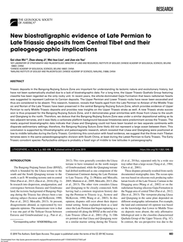 RESEARCH New Biostratigraphic Evidence of Late Permian to Late