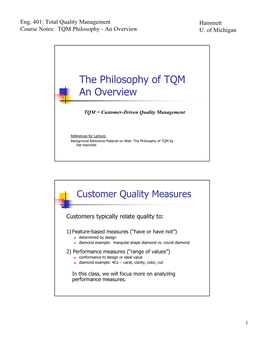 The Philosophy of TQM an Overview