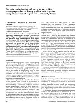 Bacterial Contamination and Sperm Recovery After Semen Preparation by Density Gradient Centrifugation Using Silane-Coated Silica Particles at Different G Forces