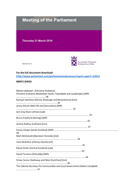 Scot Parliament Mens Shed Debate 2019 Cut Version