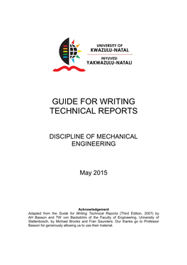 Guide for Writing Technical Reports
