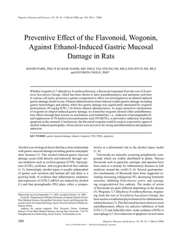 Preventive Effect of the Flavonoid, Wogonin, Against Ethanol-Induced Gastric Mucosal Damage in Rats