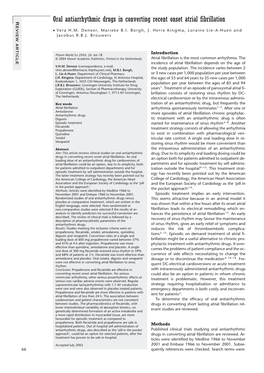 Oral Antiarrhythmic Drugs in Converting Recent Onset Atrial Fibrillation