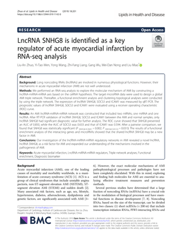 Lncrna SNHG8 Is Identified As a Key Regulator of Acute Myocardial